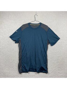 Smartwool Shirt Men L Blue / Gray Wool Baselayer Hiking Trails Merino Wool Blend